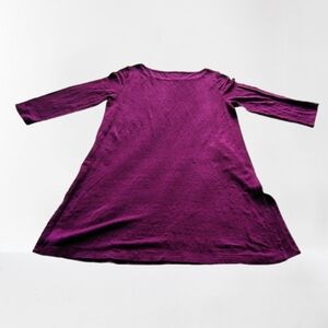 Eileen Fisher Organic Linen Dress Size S Plum Merlot Side Slits Minimalist